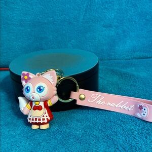 Pink and Red The Rabbit Keychain with Strap